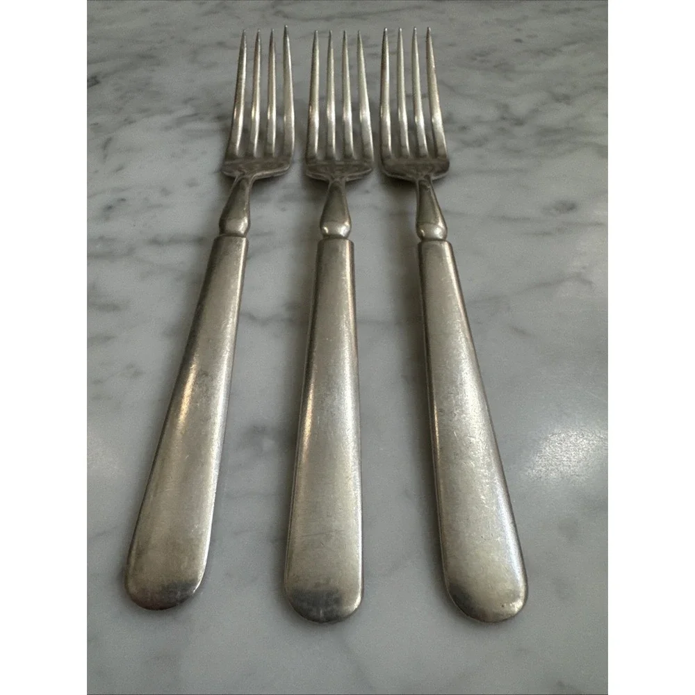 International Silver Plain Round Dinner Salad Forks‎ 3 Silverplated 7